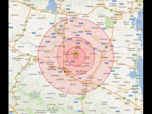  Terremoto: elaborazione grafica del territorio colpito, comune per comune